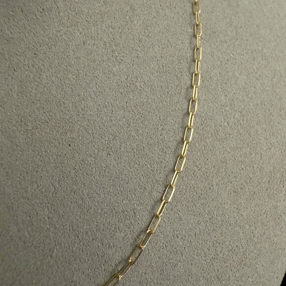 Solid 10k Yellow Gold Paper Clip Necklace 20in 1.8mm~NEW - Picture 5 of 9
